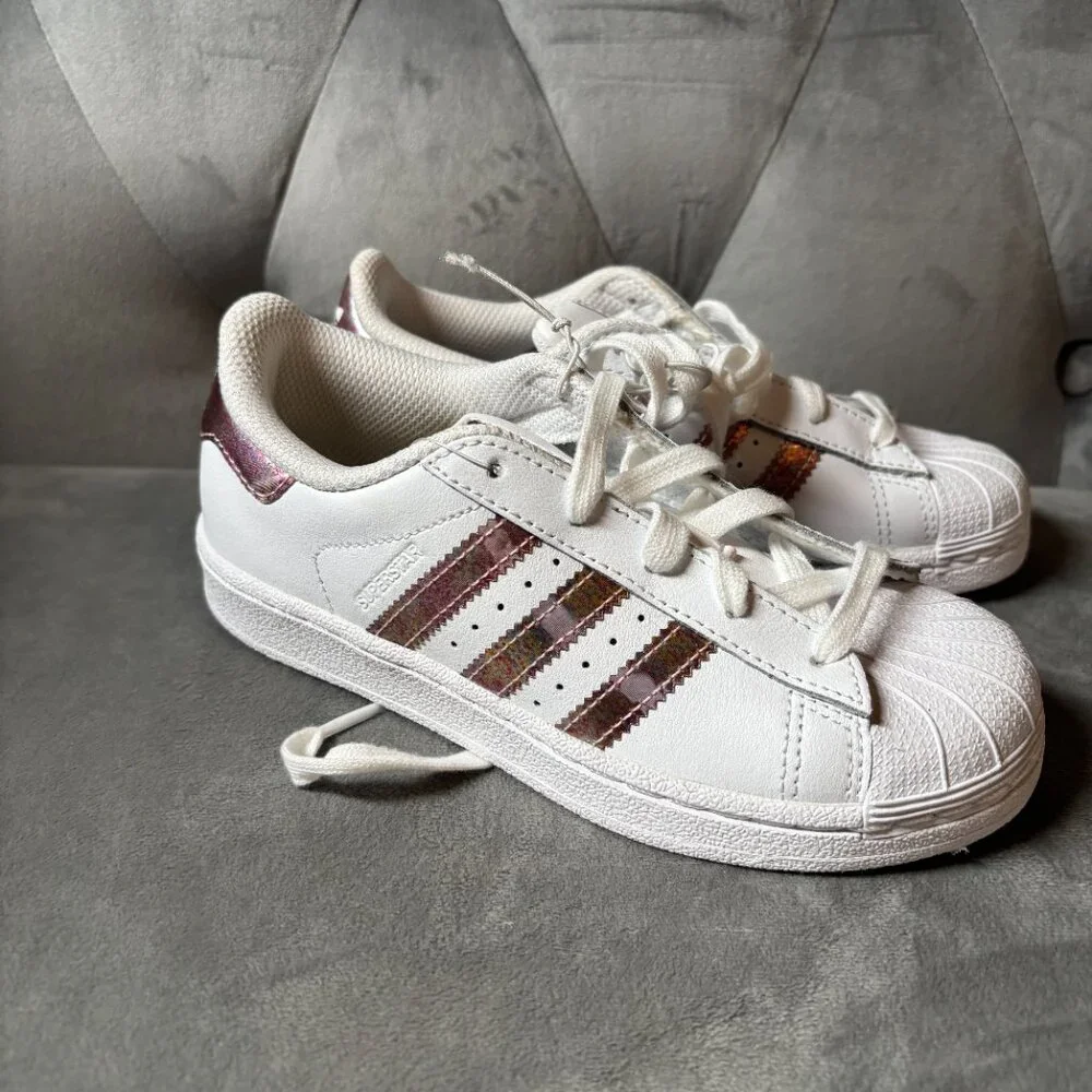Adidas Superstar‎ Ortholite White Pink Metallic Sneaker Shoes Size 13K NEW